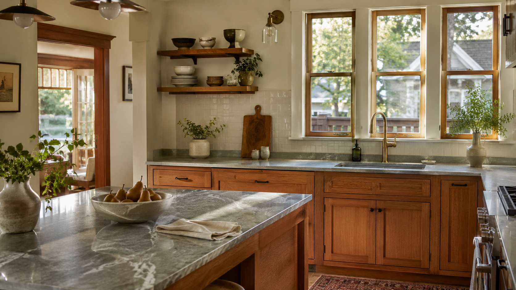 Renovated kitchen and living-space remodel